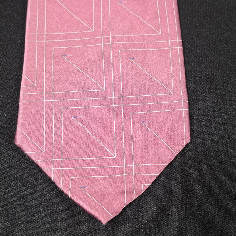 Alexander Julian Colours Men's Pink Geometric Silk Tie